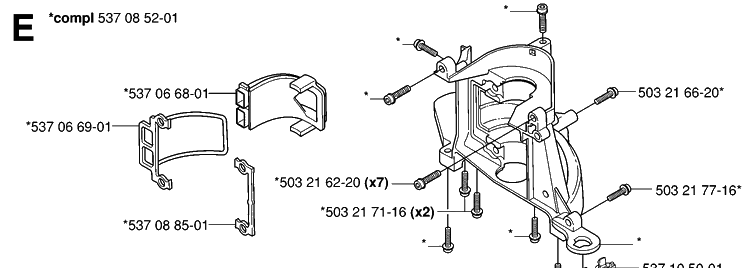 Crankcase Diagram and Parts List for 326HD75 (X-SERIES)(20020500001-20030100000) Husqvarna Hedge Trimmer