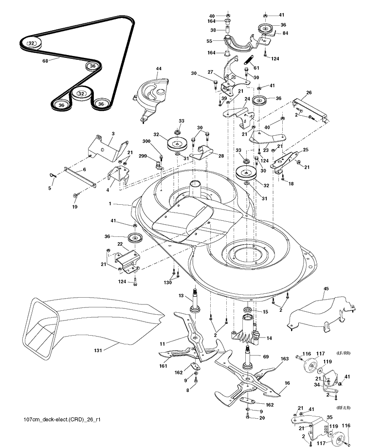 Mower Deck / Cutting Deck Diagram and Parts List for CTH150-TWIN 2010-01 Husqvarna Lawn Tractor