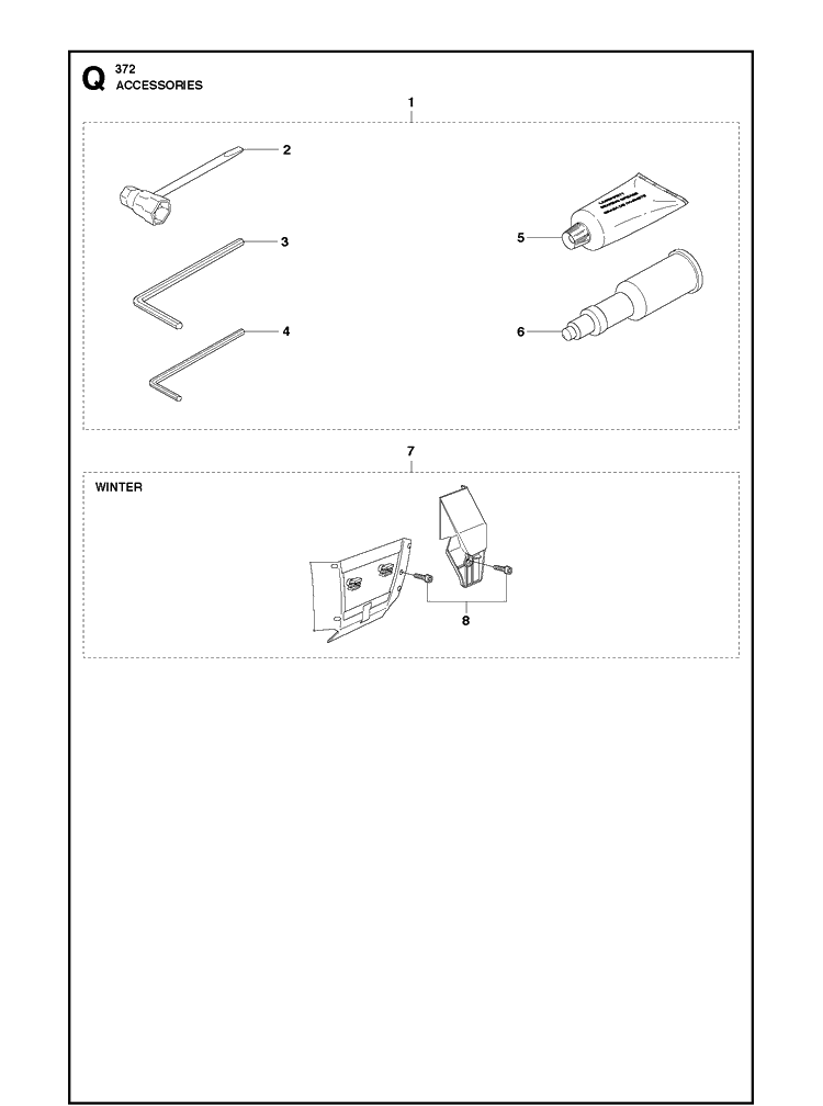 Accessories Diagram and Parts List for 372 2011-05 Husqvarna Chainsaw