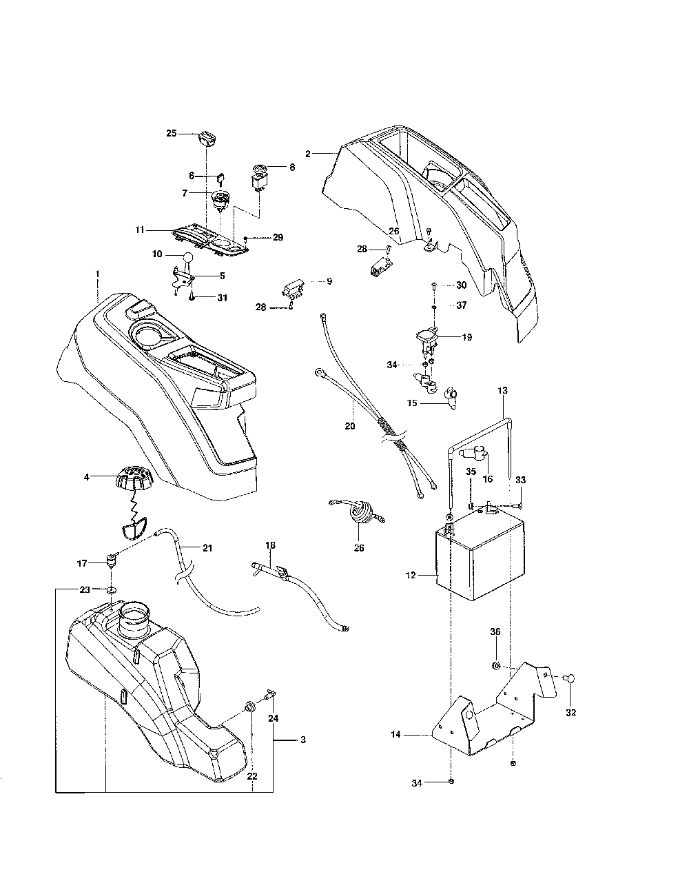 Ignition Diagram and Parts List for 967323903-00  Husqvarna Lawn Mower