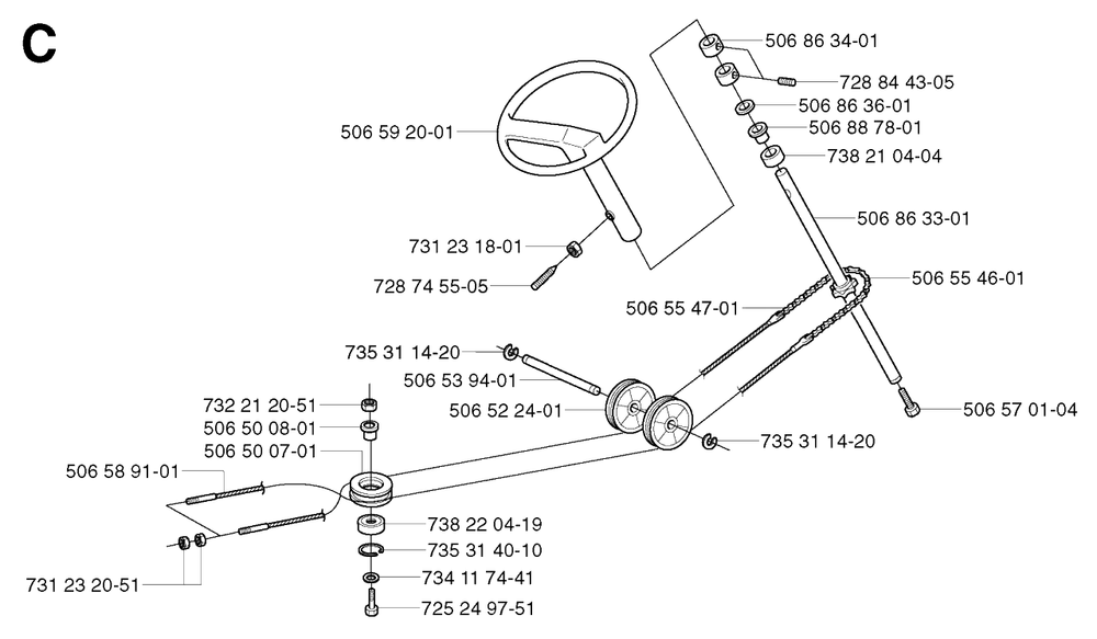 Wheels And Tires Diagram and Parts List for R13BIO 2003-01 Husqvarna Lawn Tractor