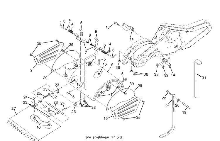 Tine Shield Diagram and Parts List for TR317 (96093003001)(2017-11) Husqvarna Cultivator
