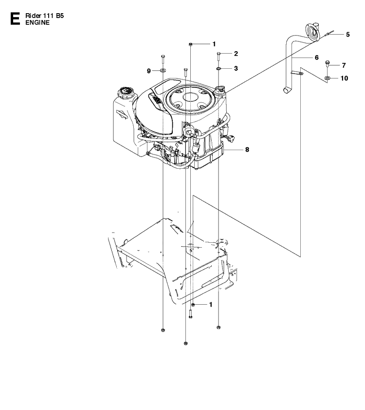 Engine Diagram and Parts List for R111B5 (965996701)(2011-02) Husqvarna Lawn Mower