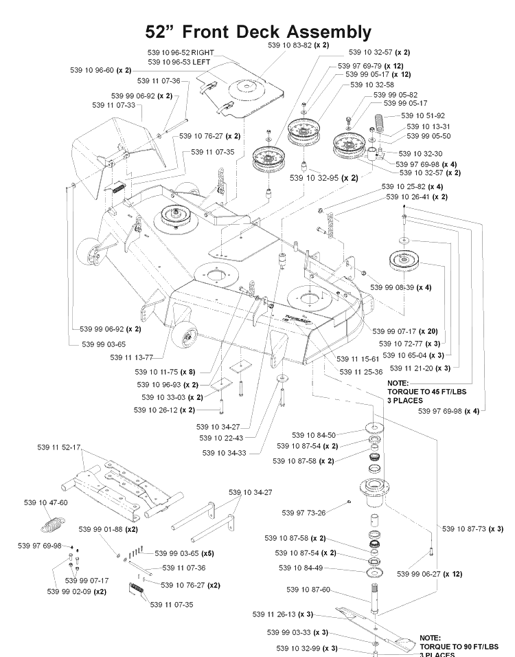 52 Inch/132cm Cutting Deck 3 Diagram and Parts List for LZ25 968999310 Husqvarna Lawn Mower