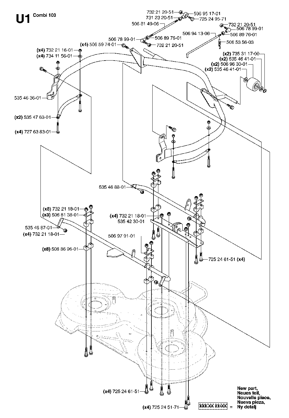 103cm Cutting Deck Diagram and Parts List for RIDERPRO18AWD (965095001)(2007-03) Husqvarna Lawn Tractor