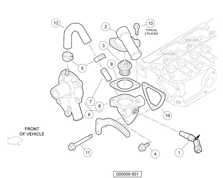 Water Flange And Thermostat Diagram and Parts List for HUV4420G 2006-11 Husqvarna Lawn Tractor