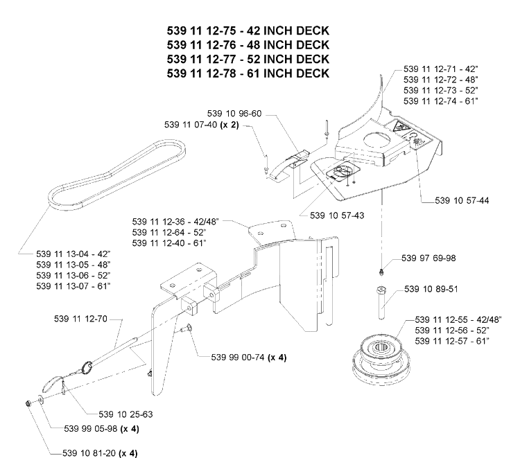 Accessories (Collection System Drive Kit Assembly) Diagram and Parts List for IZ4217 (968999254)(2005-03) Husqvarna Lawn Mower