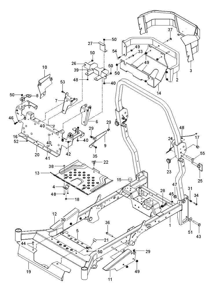 Frame Diagram and Parts List for Z548 (96792970100)(2018-08) Husqvarna Lawn Mower