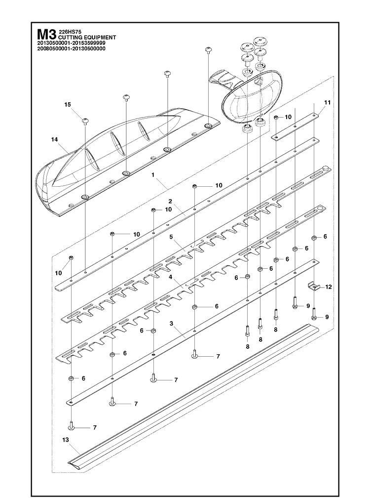 Cutting Equipment Diagram and Parts List for 226HS75S  Husqvarna Hedge Trimmer