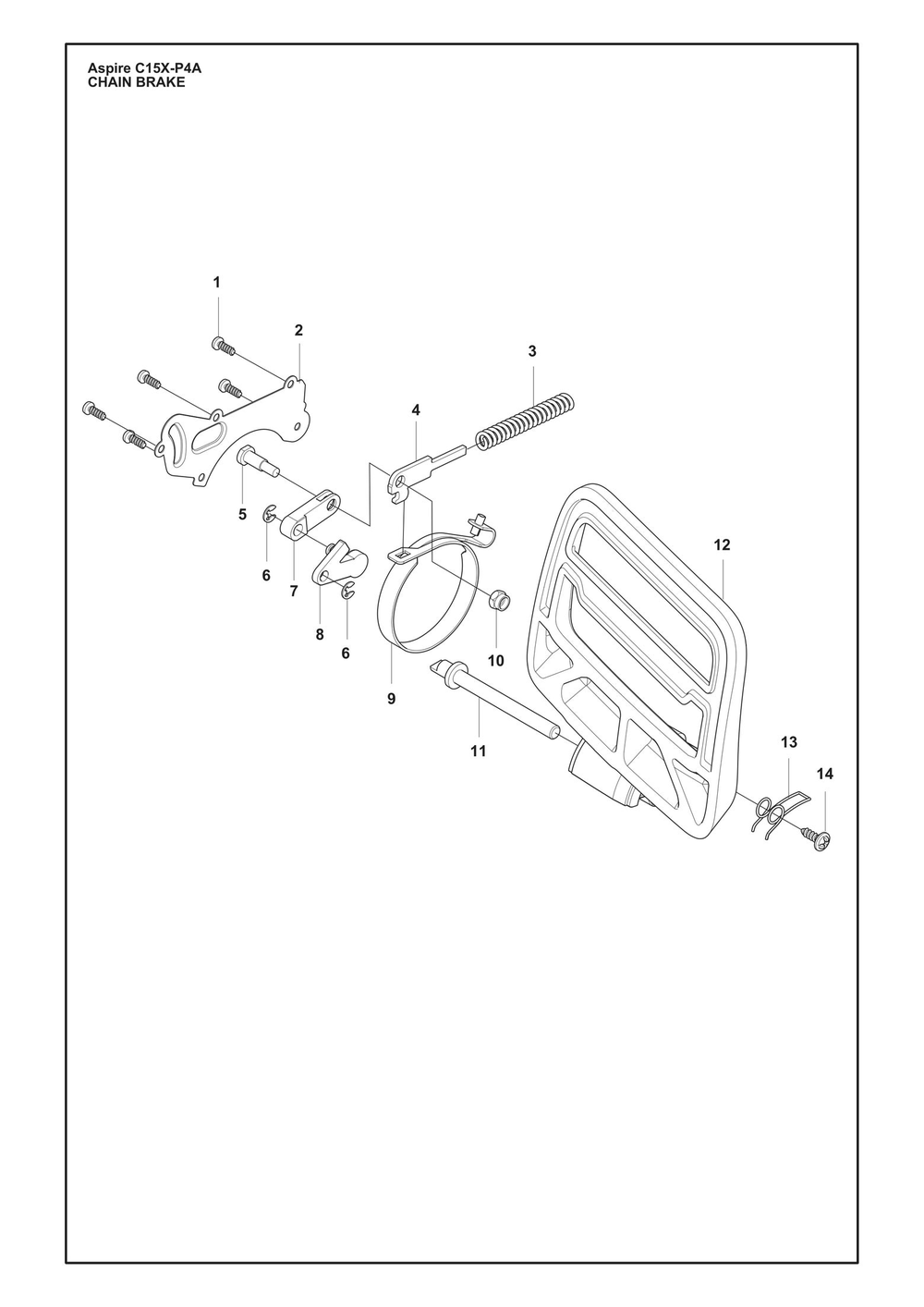 Brake Diagram and Parts List for C15X-P4A  Husqvarna Chainsaw