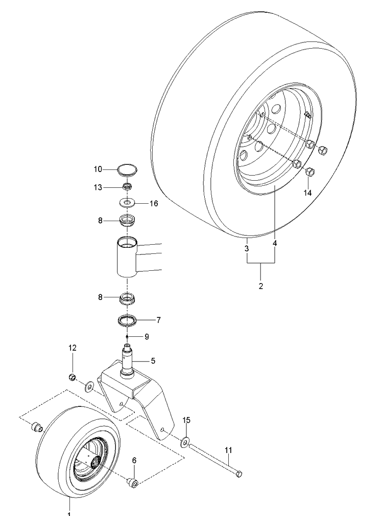 Wheels And Tires Diagram and Parts List for PZ34FXBF (96655390100)(2011-01) Husqvarna Lawn Mower