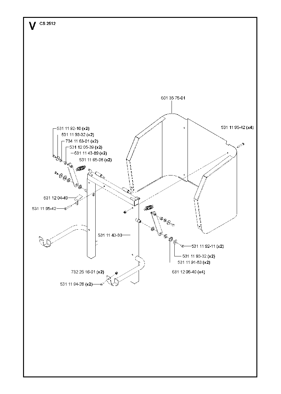Guards Diagram and Parts List for CS2512 (1301 & Above)(2013-04) Husqvarna Circular Saw