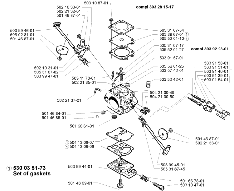 Carburetor Assembly (Walbro Wt 270 A) Diagram and Parts List for 225 (Lite)(106252061)(1998-12) Husqvarna Trimmer