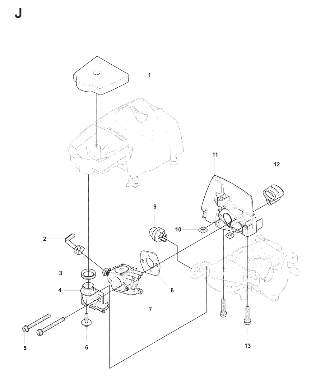 Carburetor And Air Filter Diagram and Parts List for 327LX 20080900001 - 20090100000 Husqvarna Trimmer
