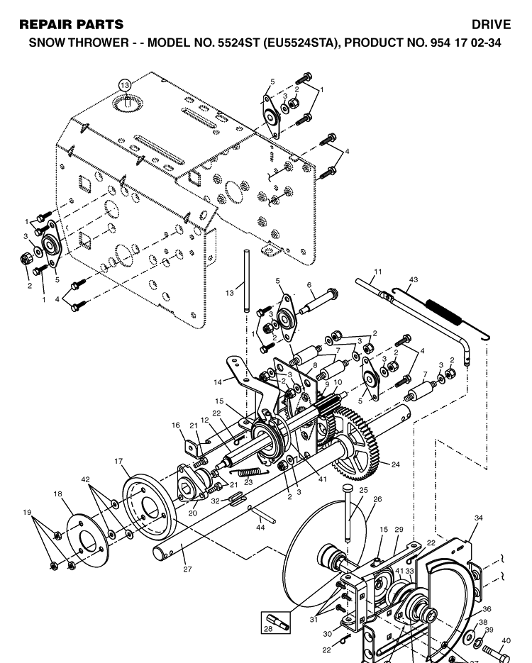 Oil Tank Diagram and Parts List for 5524ST (EU5524STA)(2004-09) Husqvarna Snow Blower