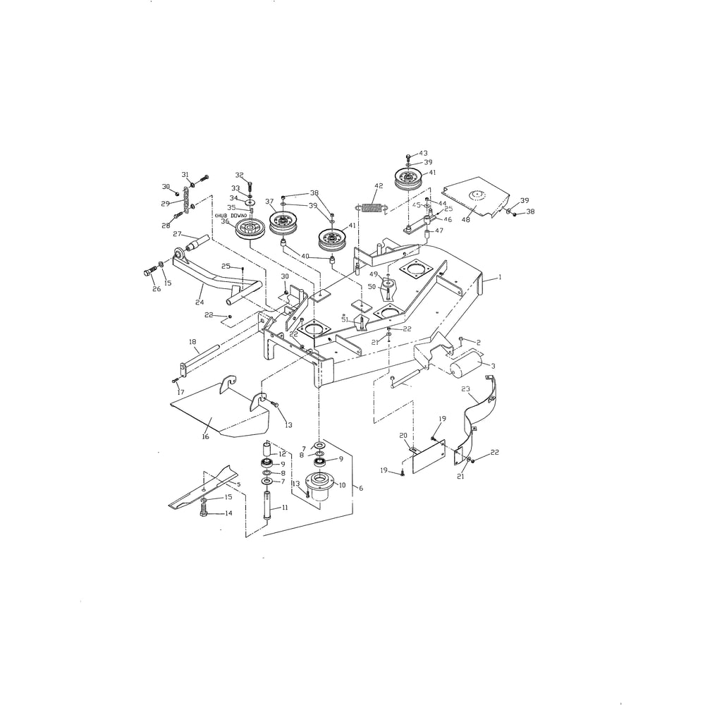 42" Deck Diagram and Parts List for ZTHQL4221A 968999172 Husqvarna Lawn Tractor