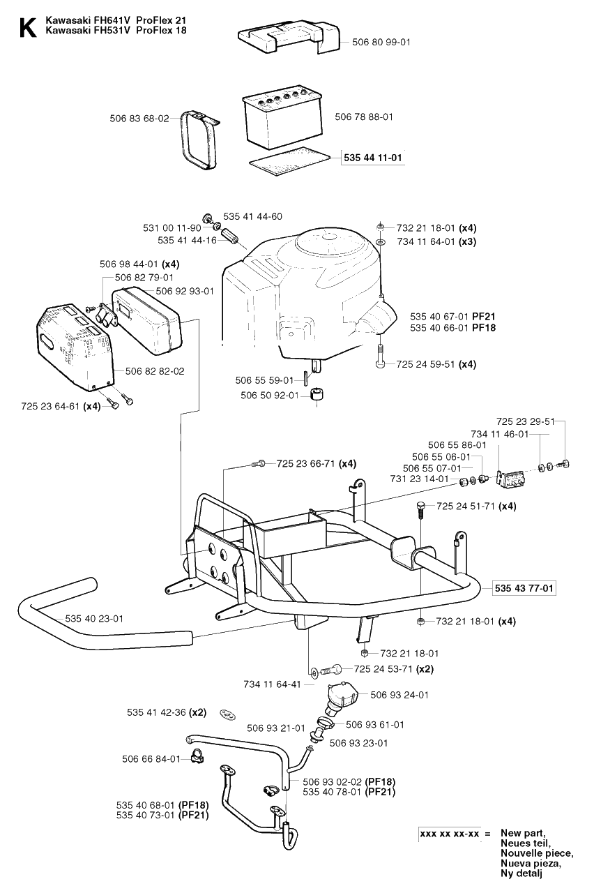 Engine Diagram and Parts List for PF18 2003-02 Husqvarna Lawn Tractor