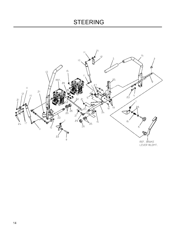 Steering Diagram and Parts List for IZ5223 (968999707)(2007-09) Husqvarna Lawn Mower