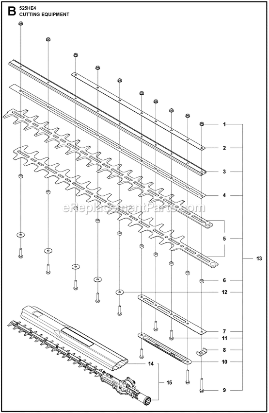 Cutting Equipment Diagram and Parts List for 525HE4  Husqvarna Trimmer