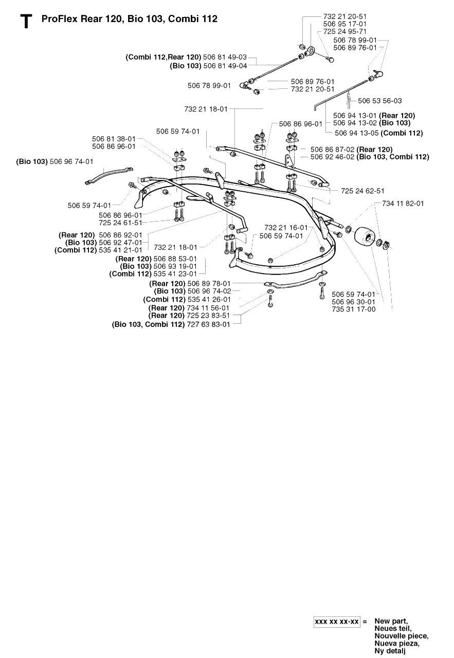 Protection Frame Diagram and Parts List for PF21 2002-05 Husqvarna Lawn Tractor