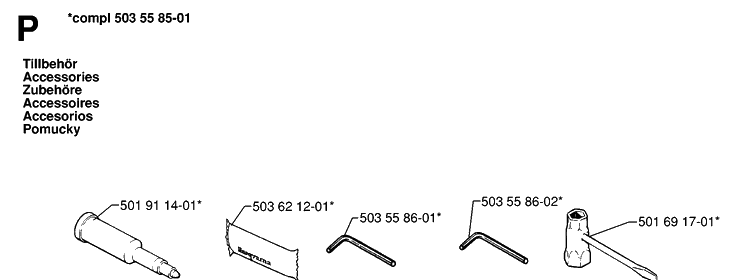 Accessories 2 Diagram and Parts List for 268 19970100001-19994500000 Husqvarna Chainsaw