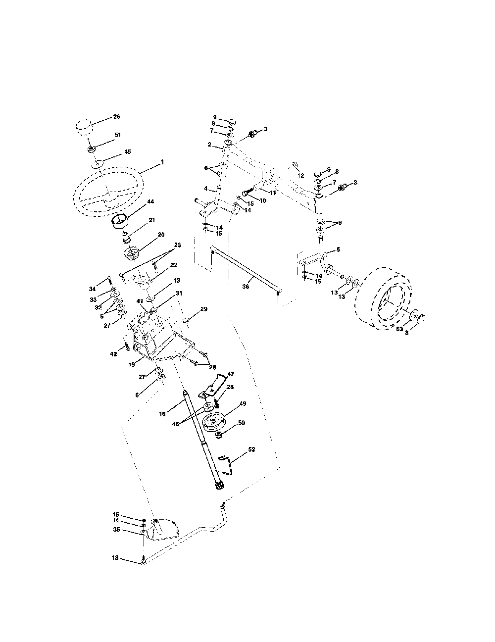 Steering assembly Diagram and Parts List for LOGTH2548A  Husqvarna Lawn Tractor