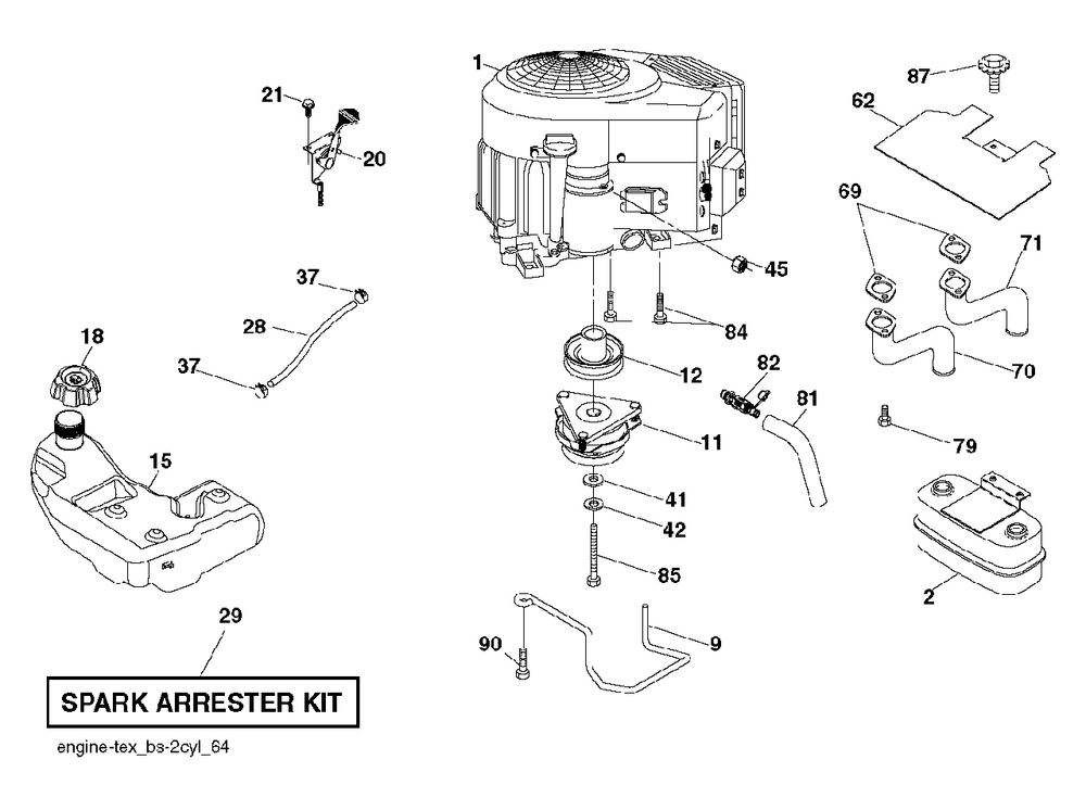 Engine Diagram and Parts List for YTH2348 (917289570)(2012-02) Husqvarna Lawn Tractor