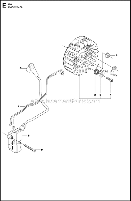 Electrical Diagram and Parts List for 460RANCHER  Husqvarna Chainsaw