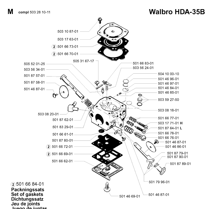 Starter Diagram and Parts List for 254 20013500001-Current Husqvarna Chainsaw