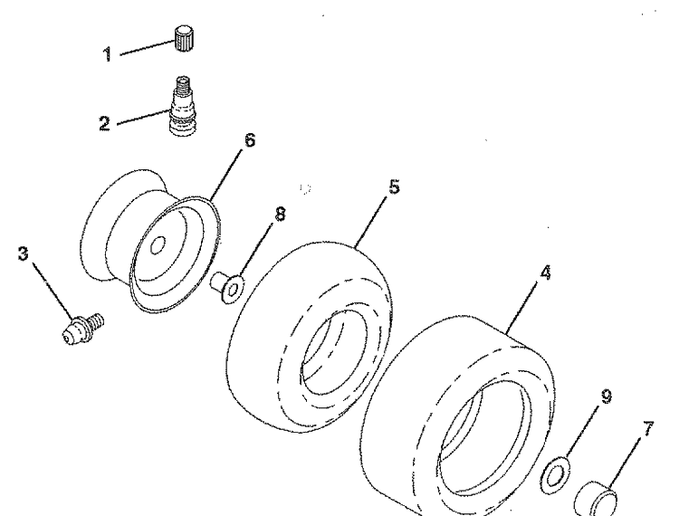 Wheels And Tires Diagram and Parts List for LR120 (HU1236B)(954000412)(1992-10) Husqvarna Lawn Mower