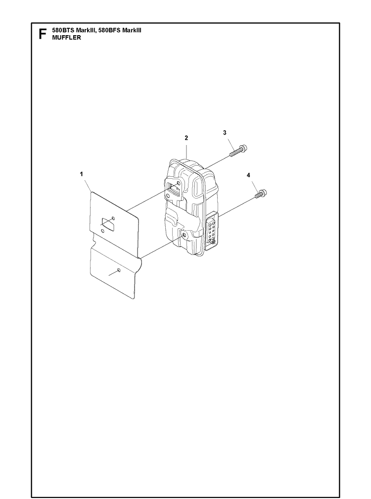 Muffler Diagram and Parts List for 580BFS 580BTS Mark III Husqvarna Leaf Blower / Vacuum