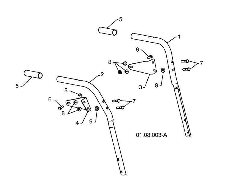 Handles / Handles Support 2 Diagram and Parts List for 924SB (96193003501)(2008-10) Husqvarna Snow Blower
