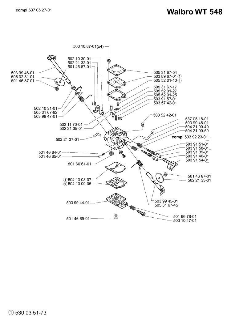 Carburetor Parts Diagram and Parts List for 232L 2006-01 Husqvarna Trimmer