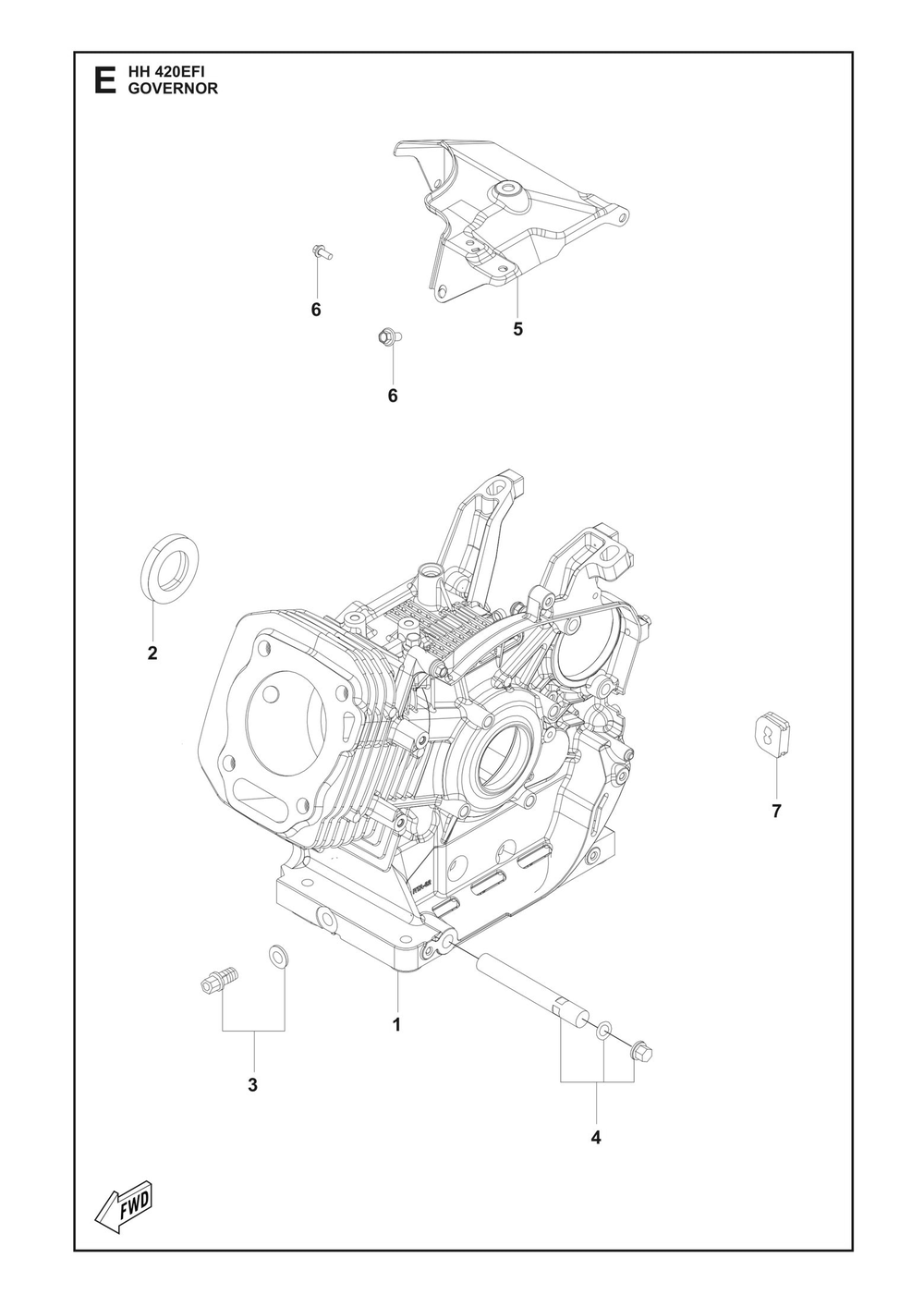 Governor Diagram and Parts List for HH420EFI 598610501, 598610502 Husqvarna Engine