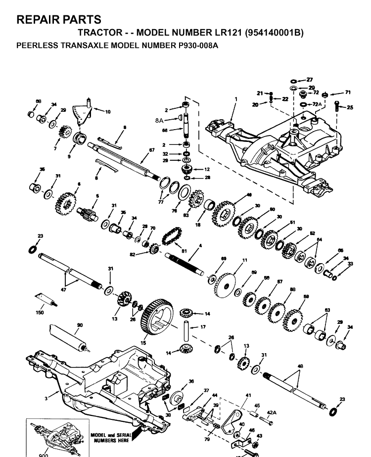 Transmission Diagram and Parts List for LR121 (954140001B)(1997-01) Husqvarna Lawn Tractor