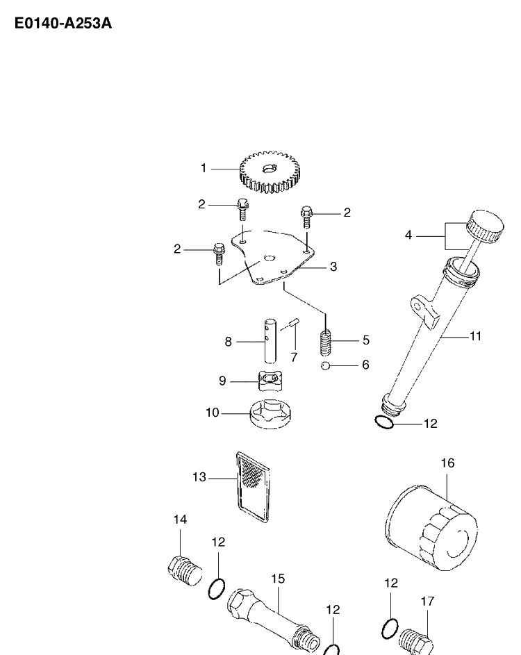 Oil Filter Diagram and Parts List for FH430V 2003-06 Husqvarna Engine
