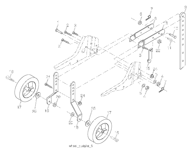 Wheel And Depth Stake Assembly Diagram and Parts List for 25009 96083001000 Husqvarna Cultivator