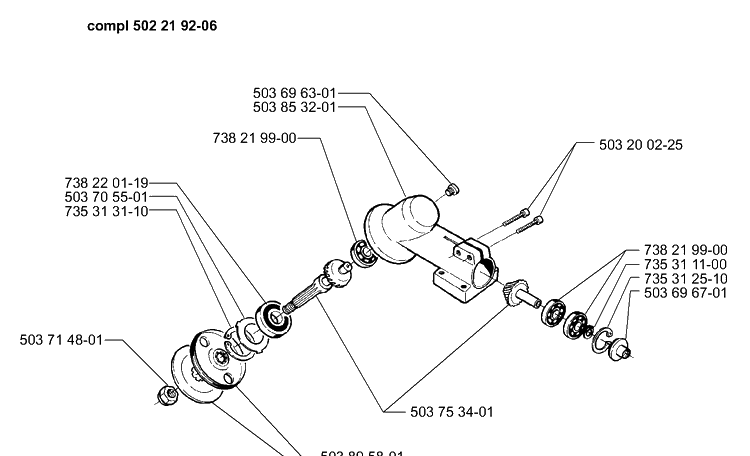 Gearhead Diagram and Parts List for 325E (X-SERIES)(1999-10) Husqvarna Edger