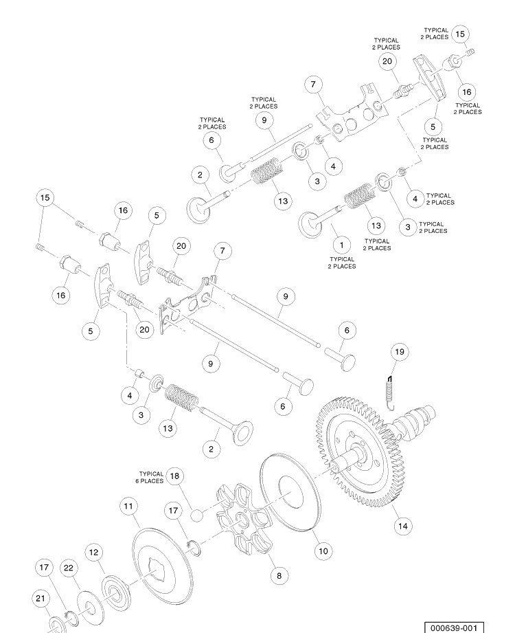 Valves And Camshaft Diagram and Parts List for HUV4421GXP 2006-11 Husqvarna Lawn Tractor