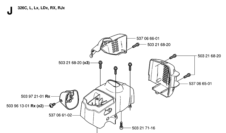 Cylinder Cover Diagram and Parts List for 326RX 20061400001-20070100000 Husqvarna Brush Cutter