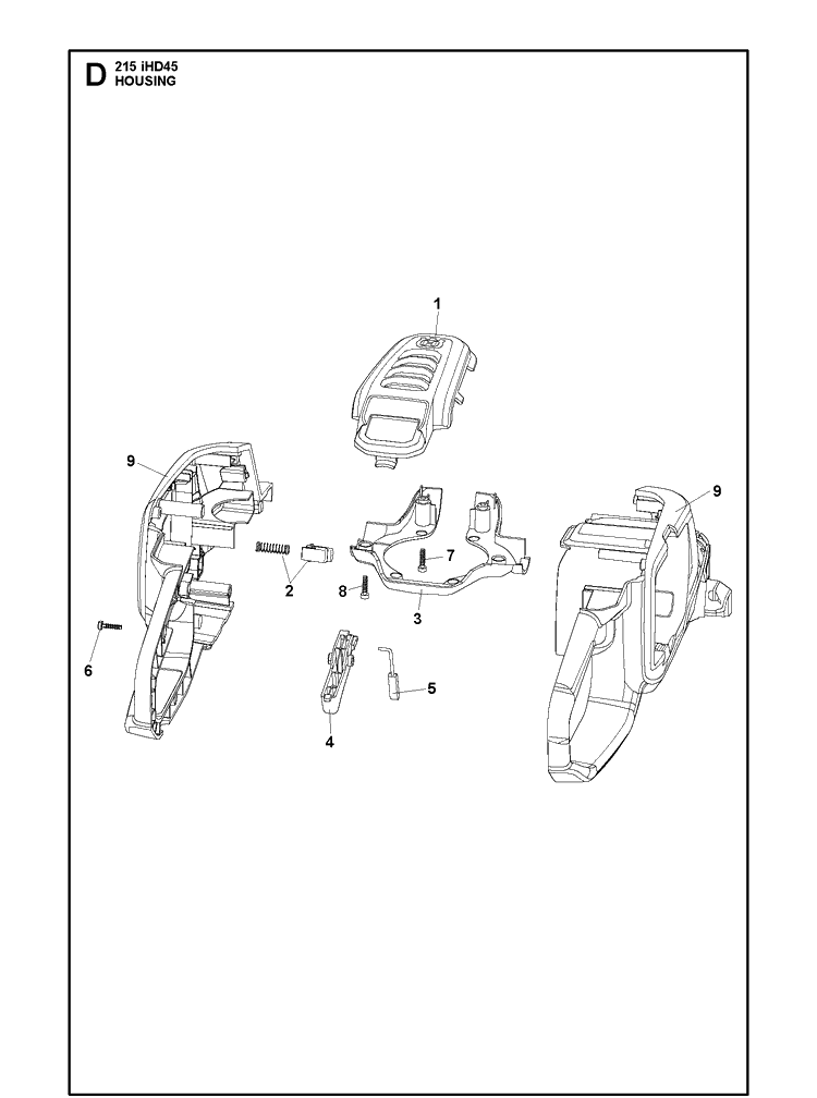 Housing Diagram and Parts List for 215IHD45  Husqvarna Hedge Trimmer