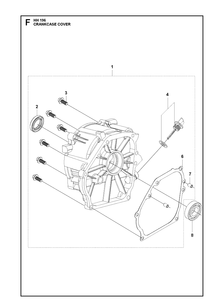 Crankcase Cover Diagram and Parts List for 536296202 536296203 Husqvarna Engine