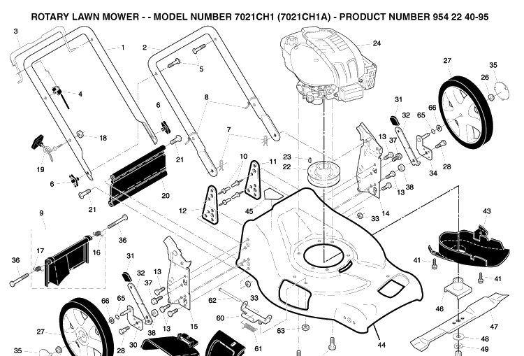 Repair Parts 2 Diagram and Parts List for 7021CH1 (954224095)(2004-06) Husqvarna Lawn Mower