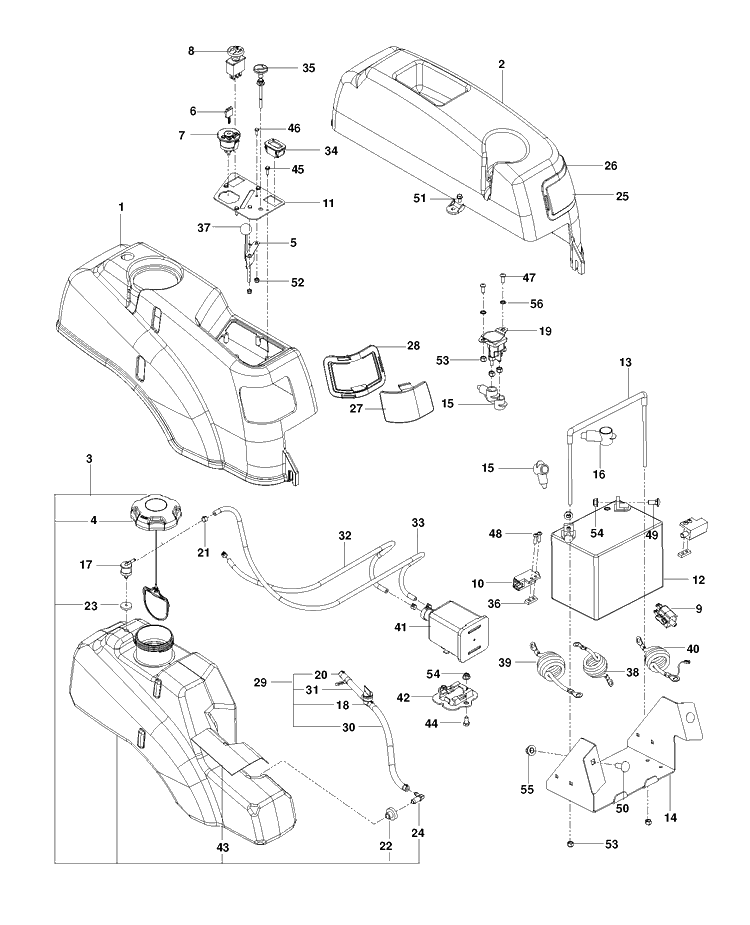 Ignition System Diagram and Parts List for EZ4824CA (966659501)(2012-08) Husqvarna Lawn Mower