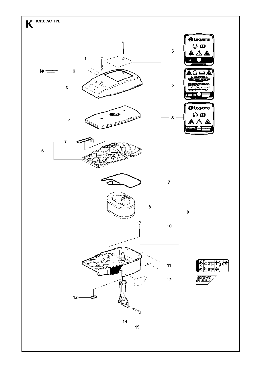 Cylinder Cover Diagram and Parts List for K950 2007-01 Husqvarna Circular Saw