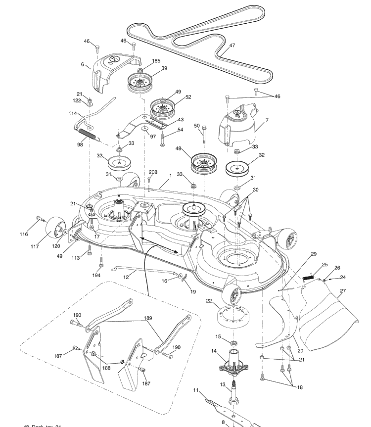 Mower Deck Diagram and Parts List for GTH2648 (96043003002)(2008-02) Husqvarna Lawn Mower