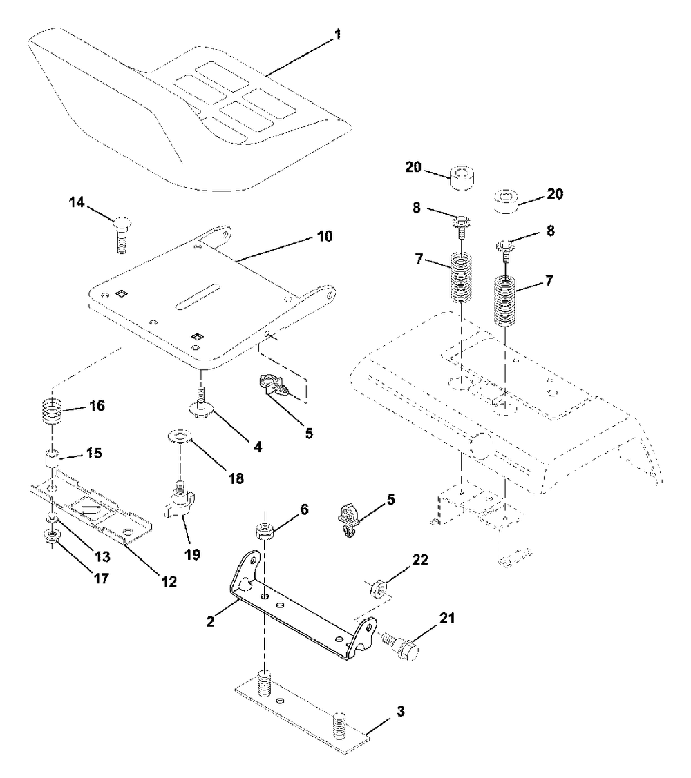 Seat Assembly Diagram and Parts List for GTH2250 (954567093-B)(2001-02) Husqvarna Lawn Tractor