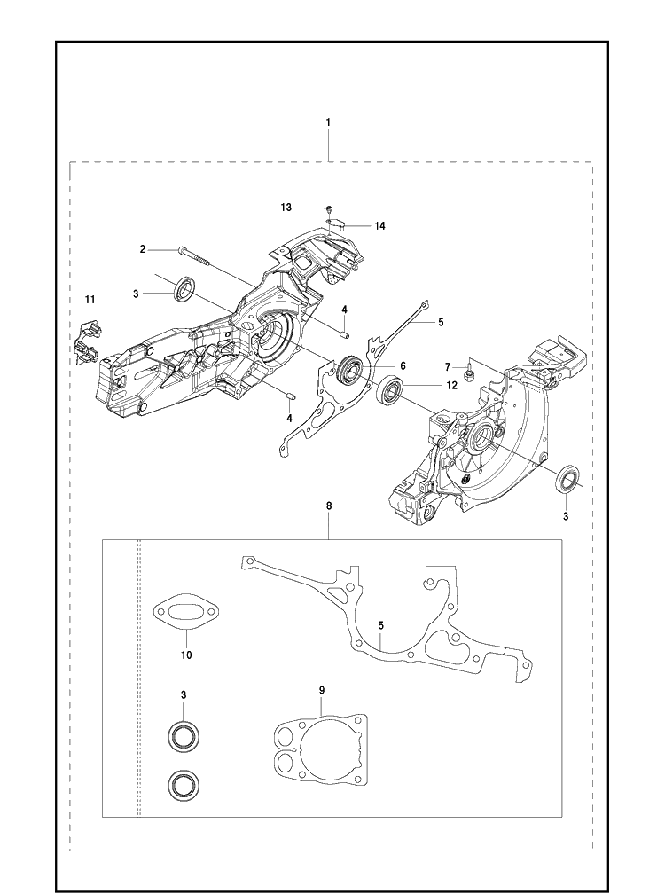 Crankcase Diagram and Parts List for K970 2016-07 Husqvarna Lawn Tractor Accessories