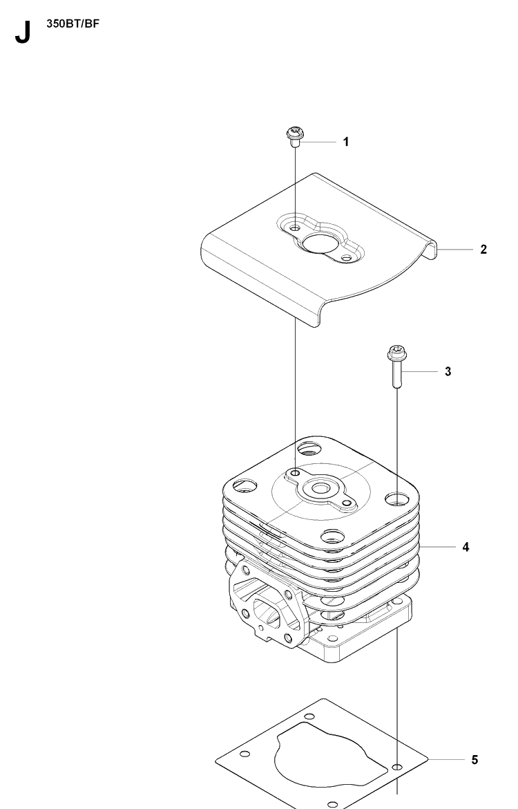 Cylinder Diagram and Parts List for 350BT  Husqvarna Leaf Blower / Vacuum