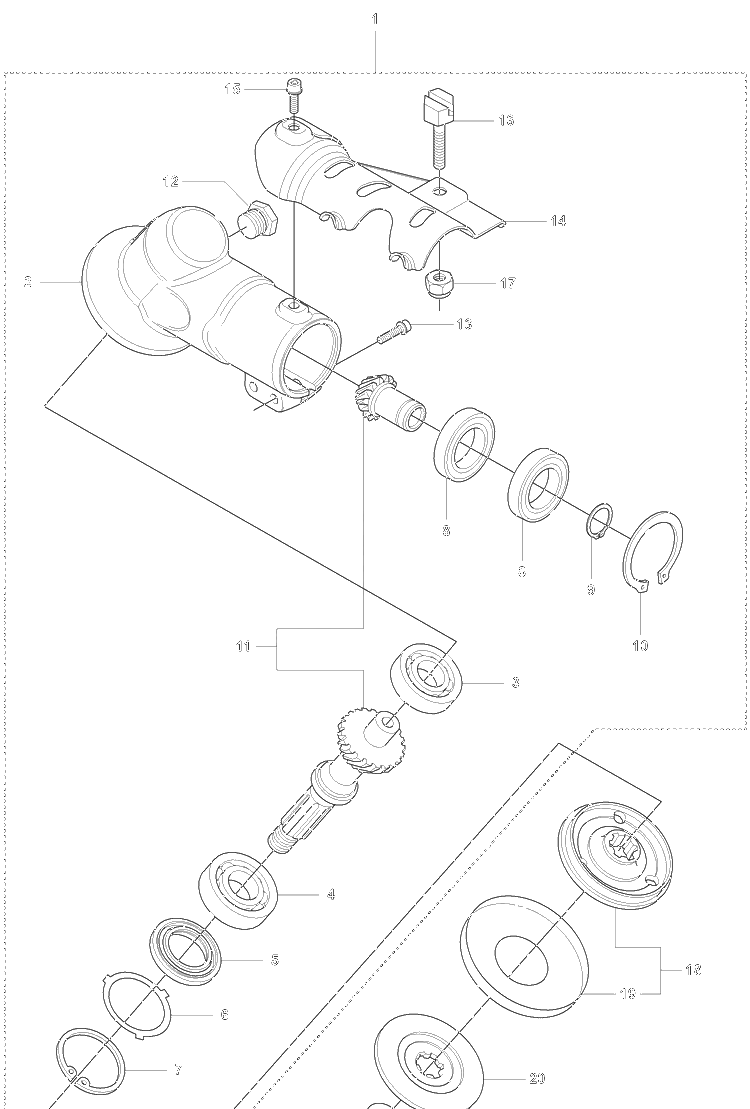 Gearbox / 355rx Diagram and Parts List for 355 2007-07 Husqvarna Brush Cutter